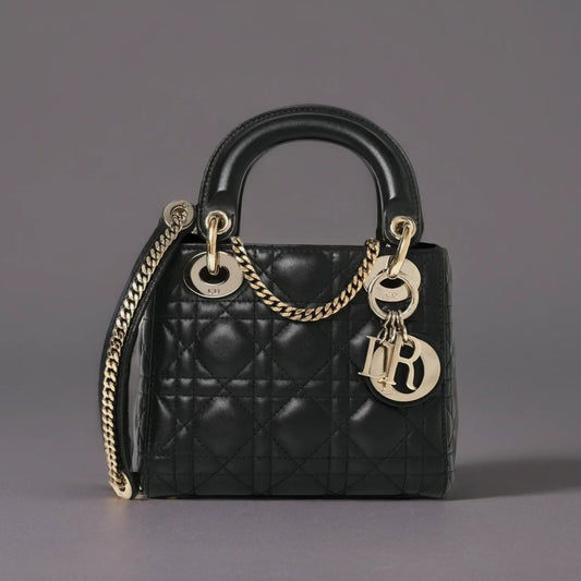 Lambskin Cannage Mini Lady Dior Black
