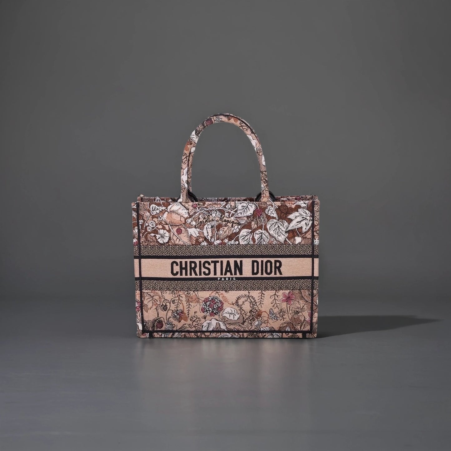 Christian Dior New Small Jardin Magique Book Tote Embroidered Power Pink Canvas
