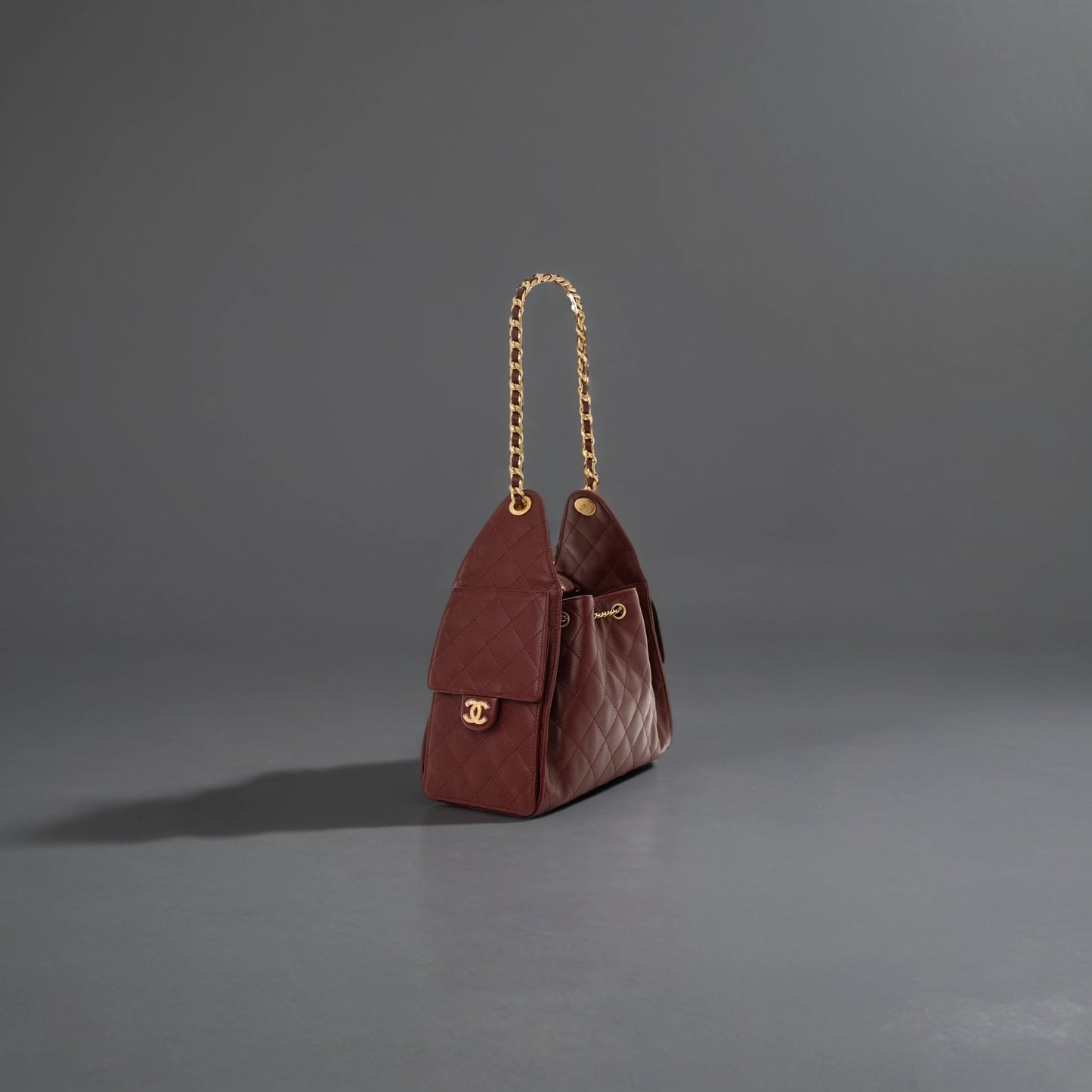 Caviar Quilted Small Chanel 25 Handbag Burgundy