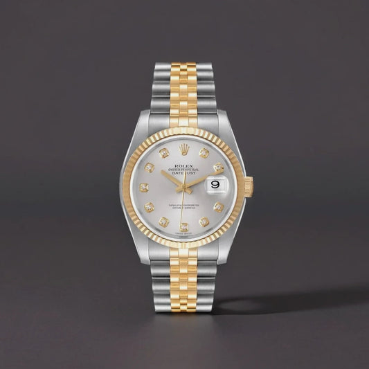 Rolex Datejust 36mm Steel Yellow Gold Slate Diamond Dial Watch