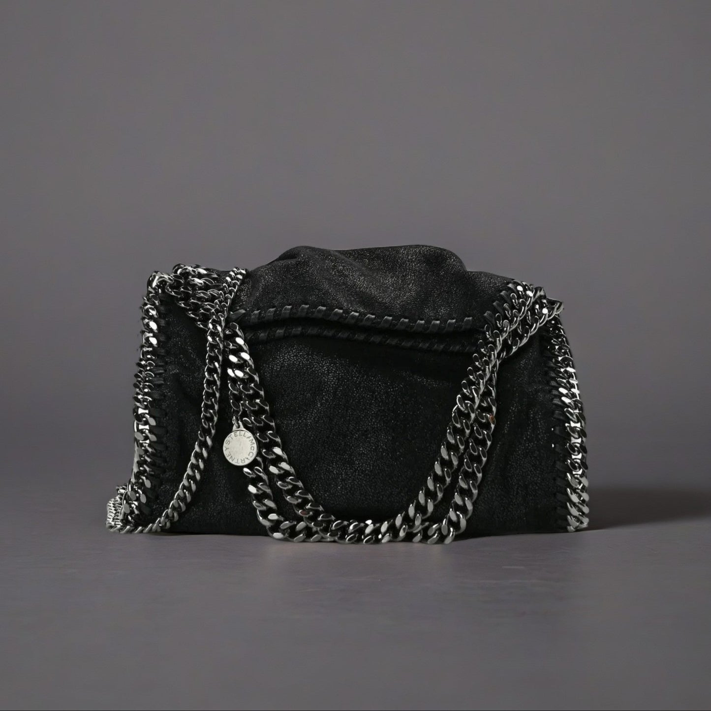 Shaggy Deer Mini Falabella Fold Over Tote Light Grey