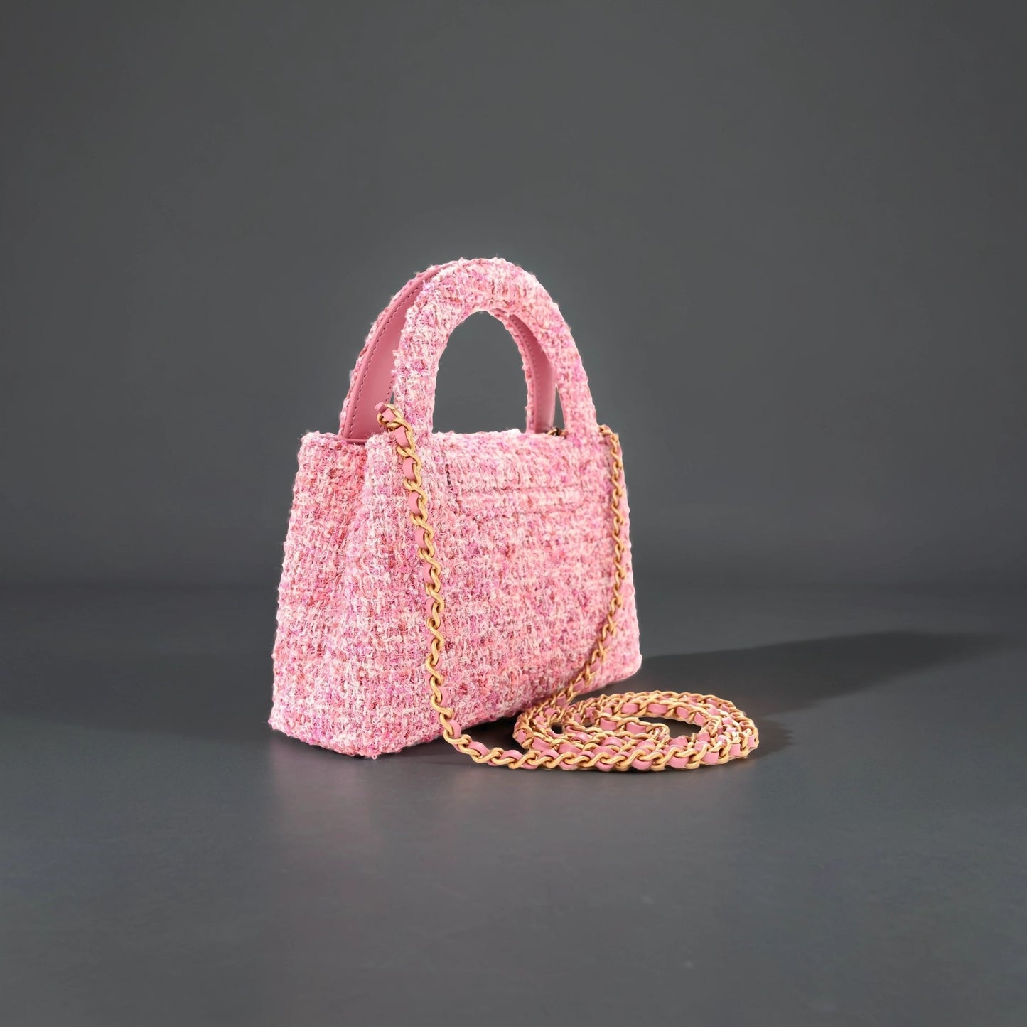 Tweed Quilted Nano Kelly Shopper Pink