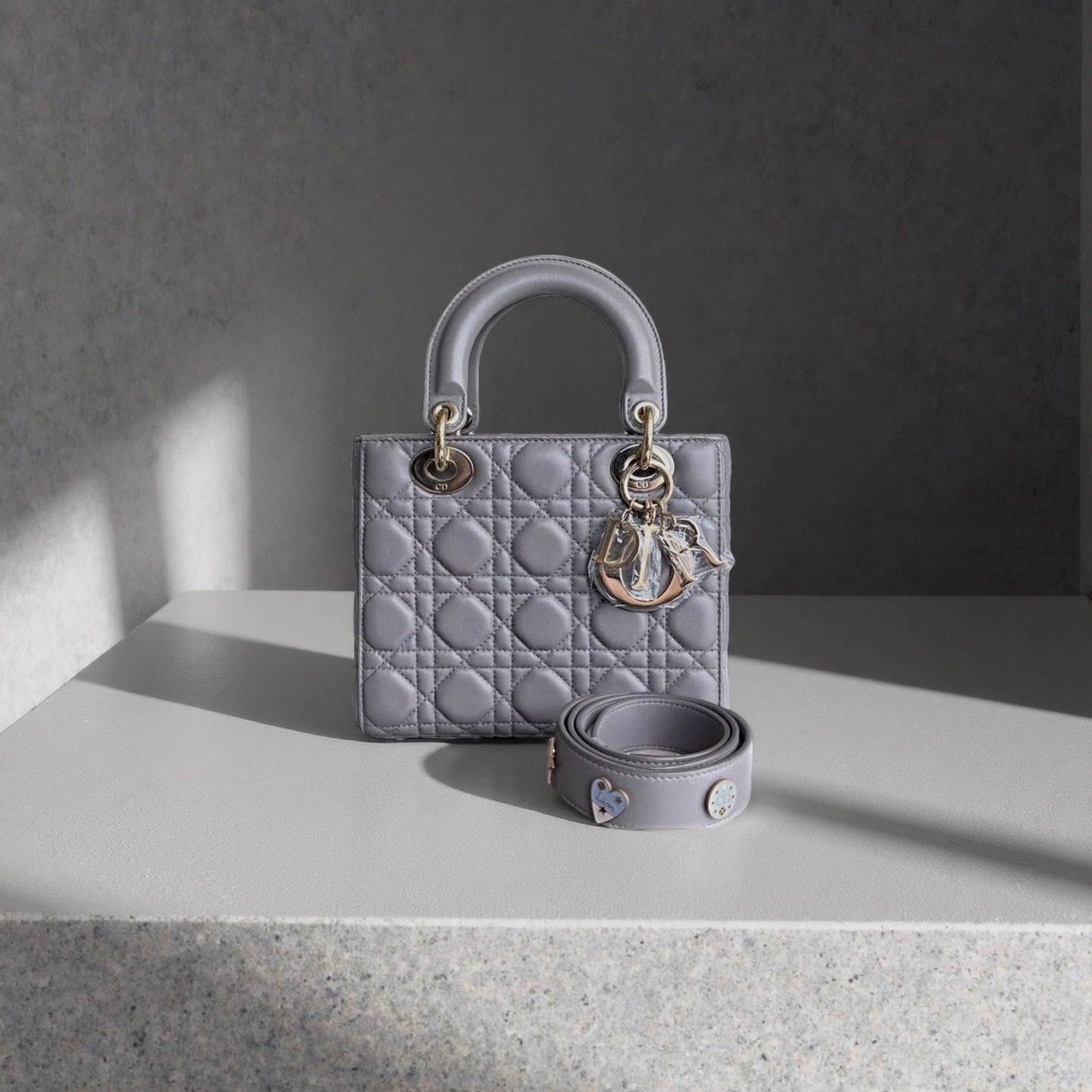 Lambskin Cannage Small My ABCDior Lady Dior Grey