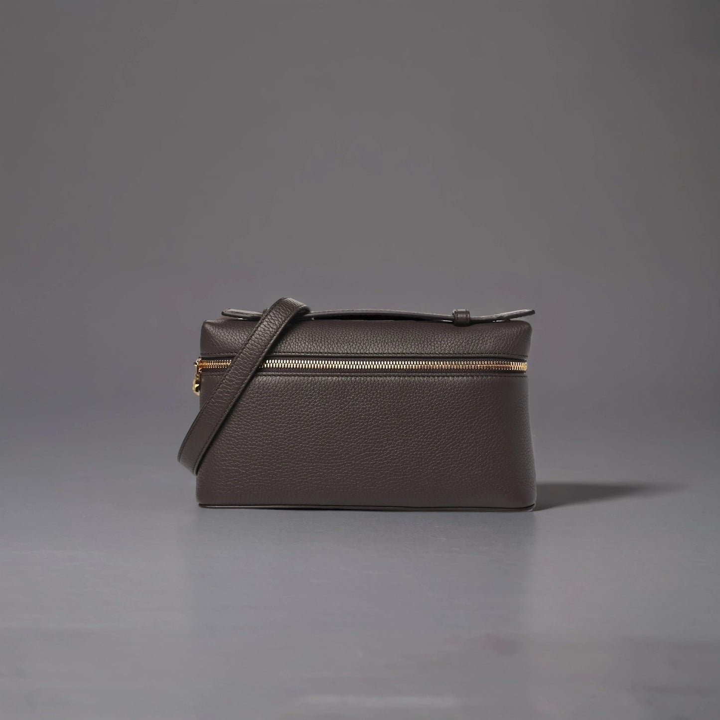 Loro Piana Grained Calfskin L19 Extra Pocket Pouch Dark Chocolate Liquorice
