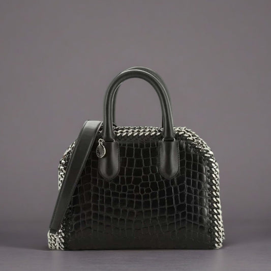 Stella McCartney Falabella Box Top Handle Bag Crocodile Embossed Faux Leather