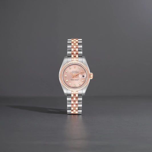 Rolex Datejust 26mm Steel Rose Gold Diamond Dial Ladies Watch