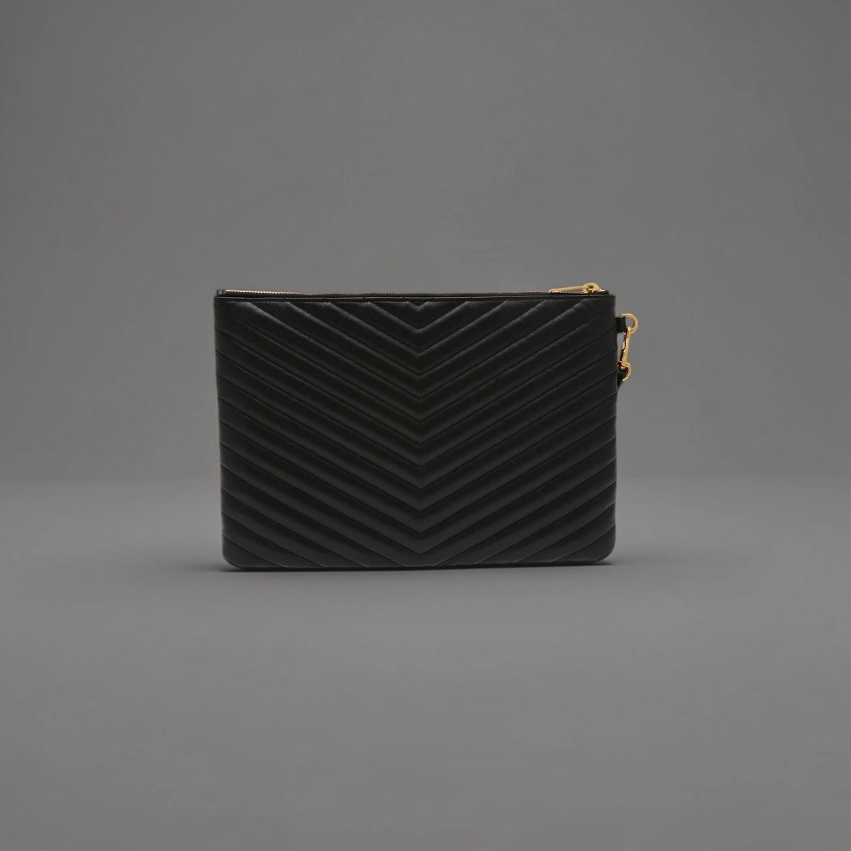 Calfskin Matelasse Chevron Monogram Document Holder Black